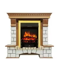 Каминокомплект Royal Flame Pierre Luxe - Дуб / Белый с очагом Fobos FX Brass