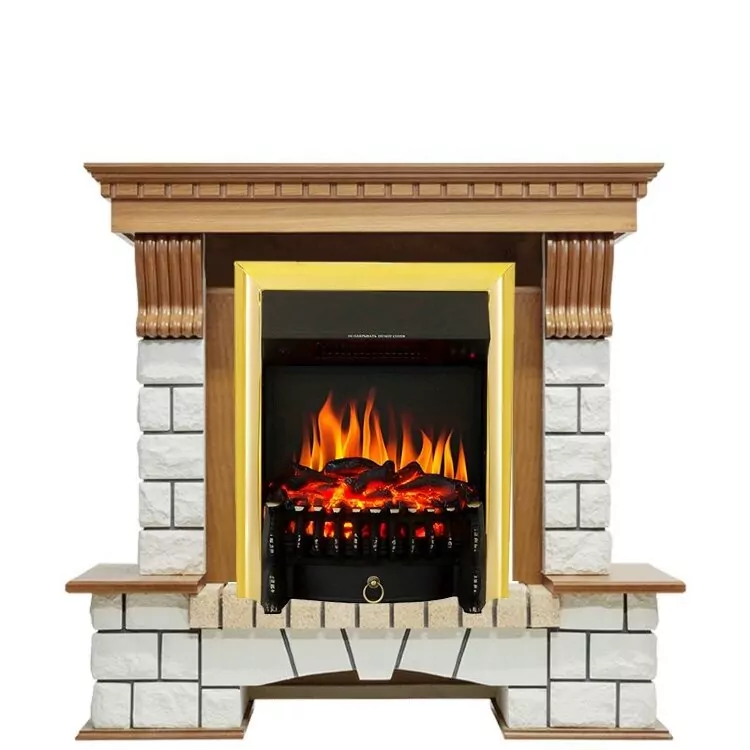 Электрокамин Royal Flame Pierre Luxe - Дуб / Белый с очагом Fobos FX Brass