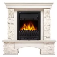 Портал Firelight Pietra Classic камень белый, шпон беленый дуб