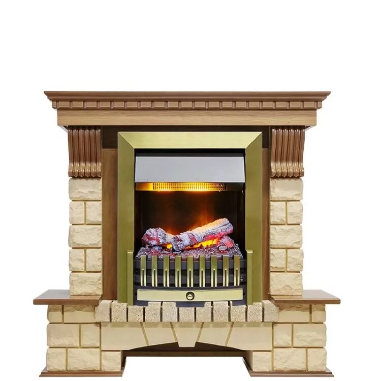 Электрокамин Dimplex Pierre Luxe - Дуб / Шампань с очагом Danville Antique Brass FB2