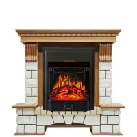 Каминокомплект Royal Flame Pierre Luxe - Дуб / Белый с очагом Majestic FX Black