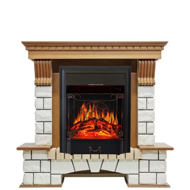 Электрокамин Royal Flame Pierre Luxe - Дуб / Белый с очагом Majestic FX Black