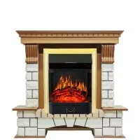 Каминокомплект Royal Flame Pierre Luxe - Дуб / Белый с очагом Majestic FX Brass