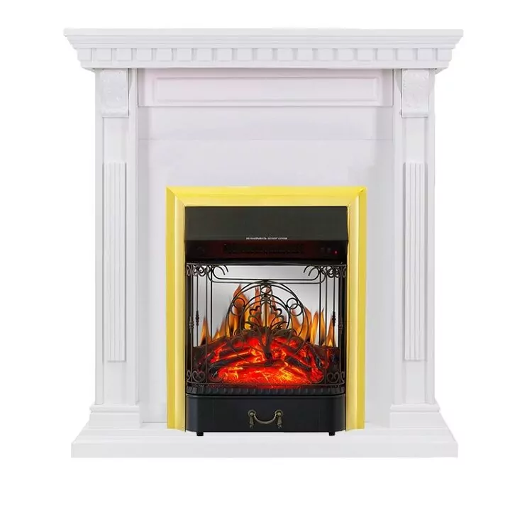 Электрокамин Royal Flame Orlean - Белый с очагом Majestic FX M Brass