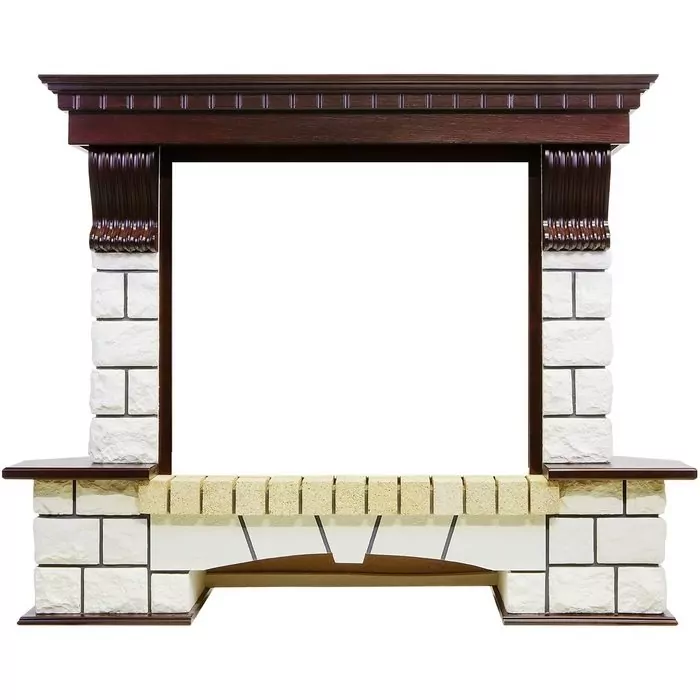Портал угловой Royal Flame Pierre Luxe Темный дуб / Белый