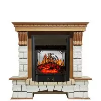 Каминокомплект Royal Flame Pierre Luxe - Дуб / Белый с очагом Majestic FX M Black