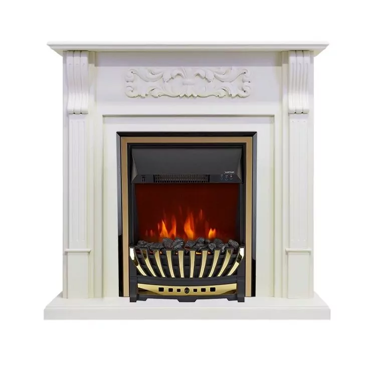 Электрокамин Royal Flame Venice - Фактурный белый с очагом Aspen Gold