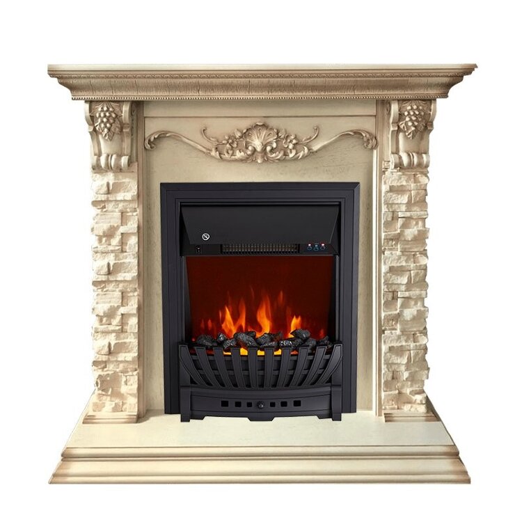 Электрокамин Royal Flame Adriana - Cлоновая кость с очагом Aspen Black