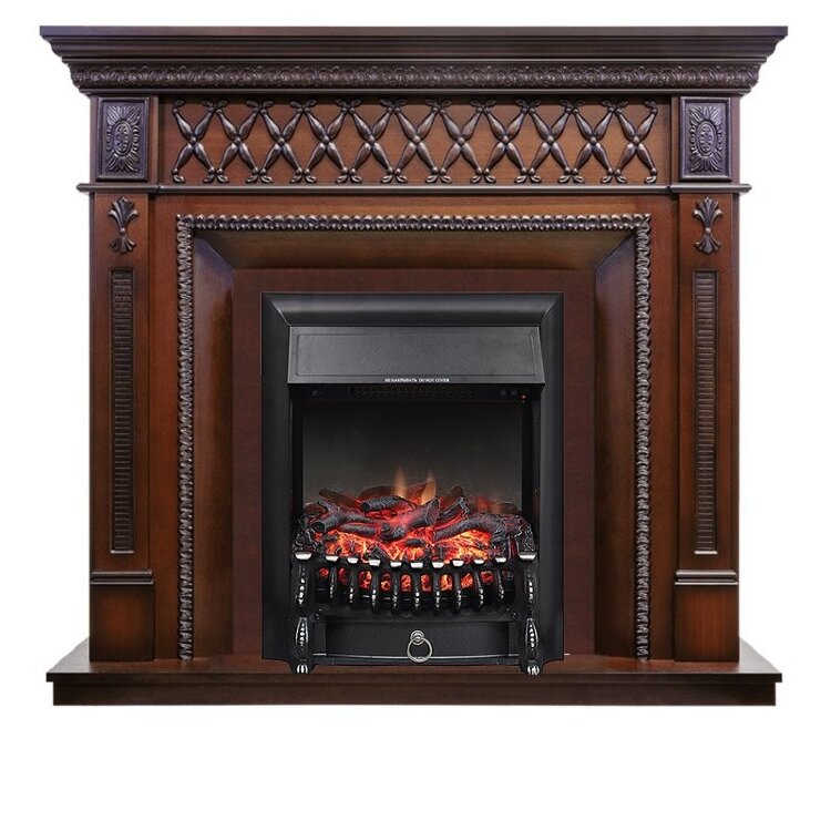 Электрокамин Royal Flame Alexandria - махагон коричневый антик с очагом Fobos FX Black