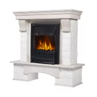 Портал Firelight Forte Classic камень белый, беленый дуб