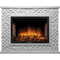 Портал Firelight Quadro 30 песчаник античный белый / белая эмаль