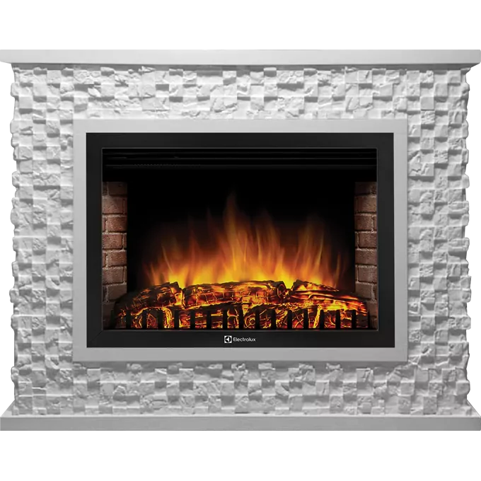 Портал Firelight Quadro 30 песчаник античный белый / белая эмаль