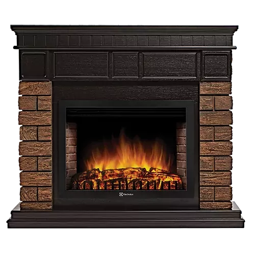 Портал Firelight Bricks WOOD 30 камень темный, шпон венге