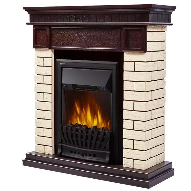 Портал Firelight Bricks Classic камень бежевый,  темный дуб
