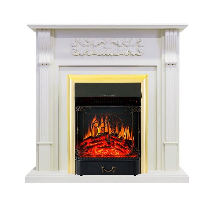 Электрокамин Royal Flame Venice - Фактурный белый с очагом Majestic FX Brass