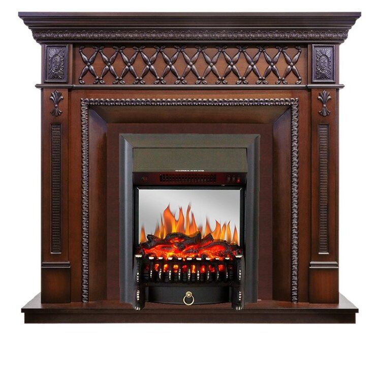 Электрокамин Royal Flame Alexandria - махагон коричневый антик с очагом Fobos FX M Black