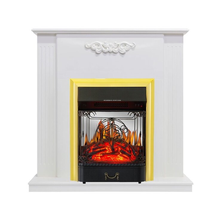 Электрокамин Royal Flame Lumsden - Белый дуб с очагом Majestic FX M Brass