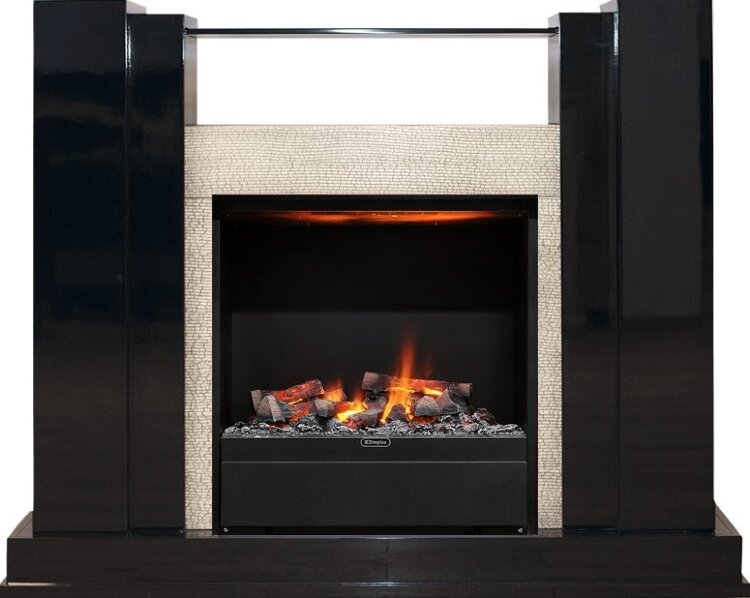 Электрокамин Dimplex Rockwell - Черный лак, слоновая кость с очагом Albany