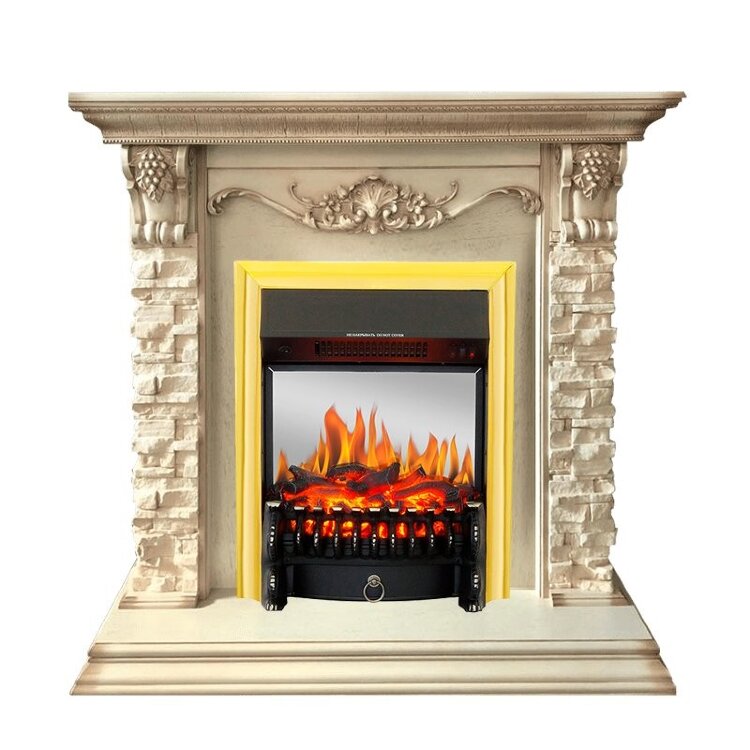 Электрокамин Royal Flame Adriana - Cлоновая кость с очагом Fobos FX M Brass