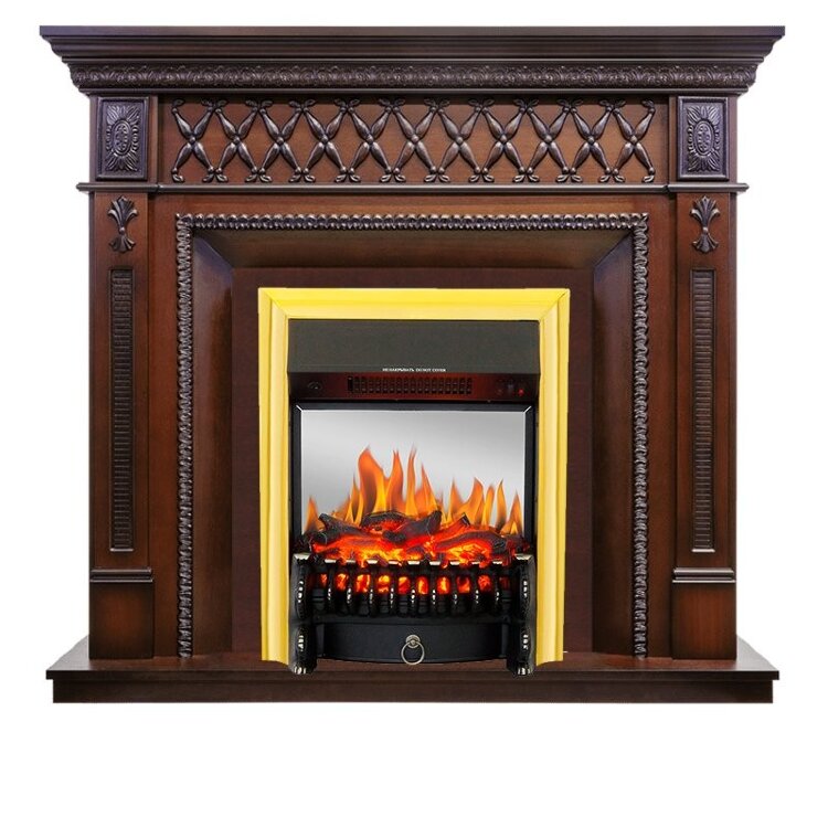 Электрокамин Royal Flame Alexandria - махагон коричневый антик с очагом Fobos FX M Brass