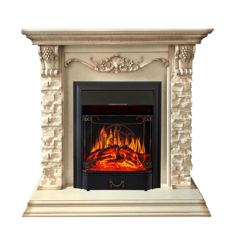Электрокамин Royal Flame Adriana - Cлоновая кость с очагом Majestic FX Black