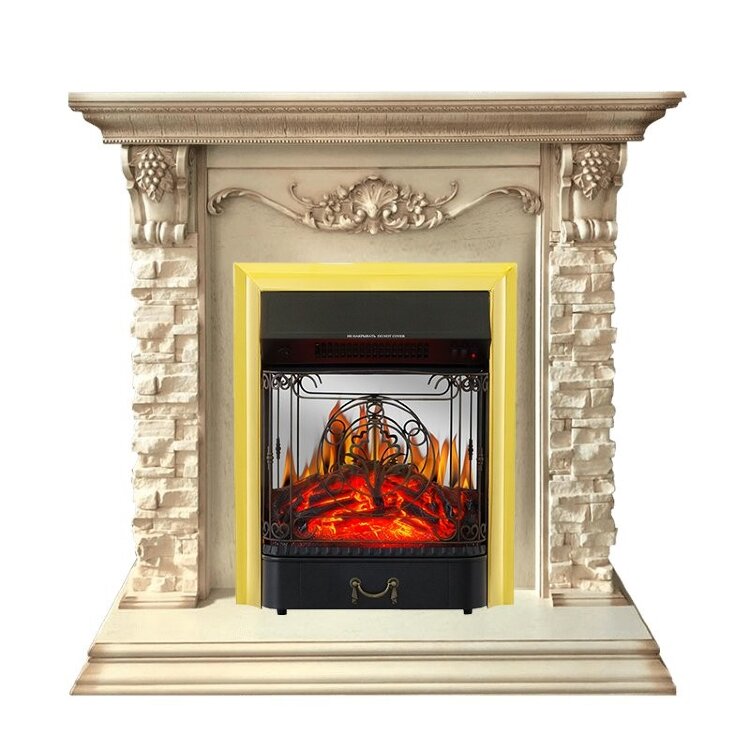Электрокамин Royal Flame Adriana - Cлоновая кость с очагом Majestic FX M Brass