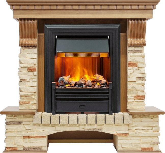 Электрокамин Dimplex Pierre Luxe - Дуб / Сланец с очагом Brookline Black