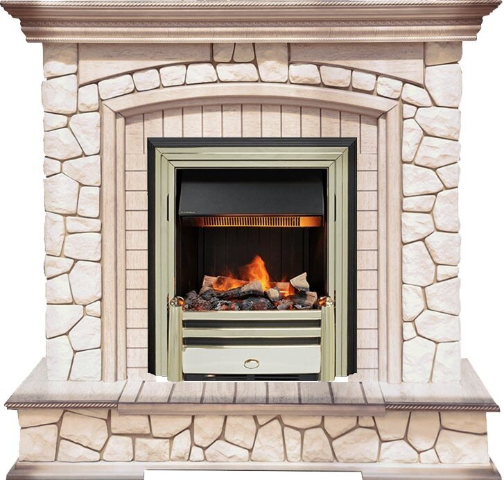 Электрокамин Dimplex Preston - Белый/Слоновая кость с патиной с очагом Cavendish