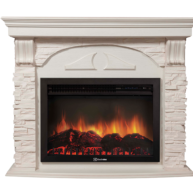 Портал Firelight Pietra 30U камень белый, шпон белёный дуб