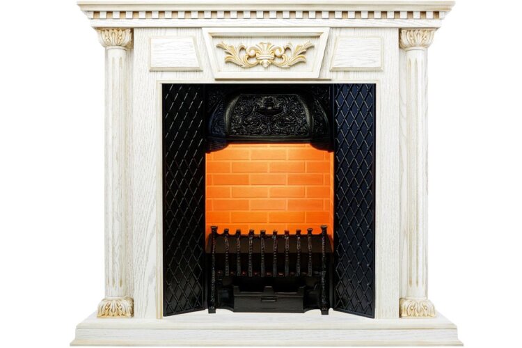 Dimplex Olympia - Белый дуб, патина с золотом / Кирпич