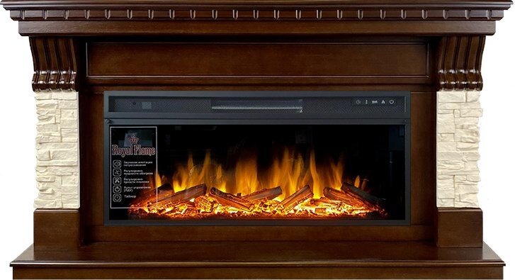 Электрокамин Royal Flame Denver - Темный дуб / Бежевый (Ширина 1500 мм) с очагом Vision 42 LOG LED