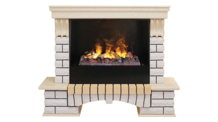 Камин электрический RealFlame Country 26 WT с очагом 3D Cassette 630 + Black вставка