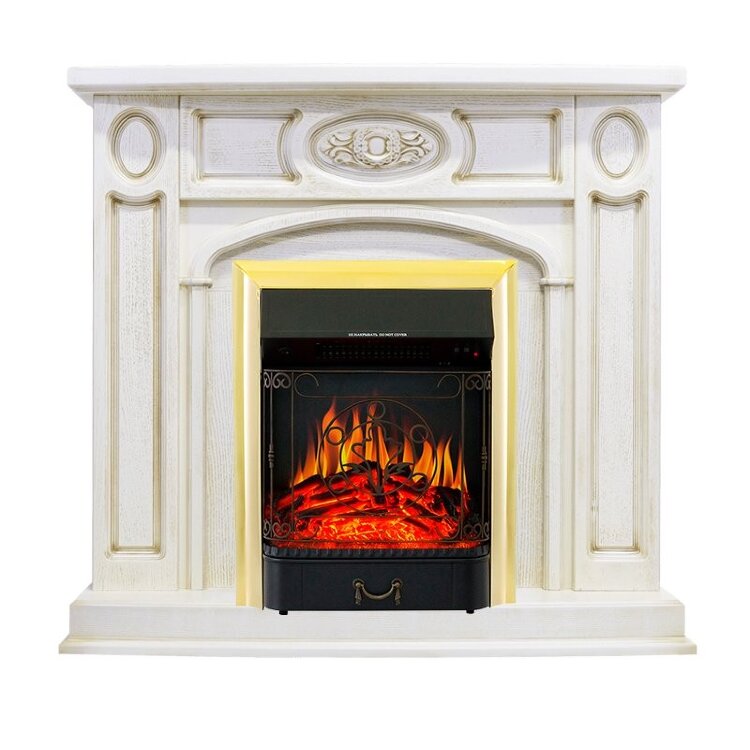 Электрокамин Royal Flame Florence - Слоновая кость с патиной с очагом Majestic FX Brass