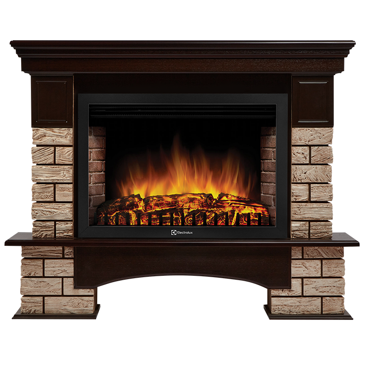 Портал Firelight Forte Wood 30 камень коричневый, шпон темный дуб