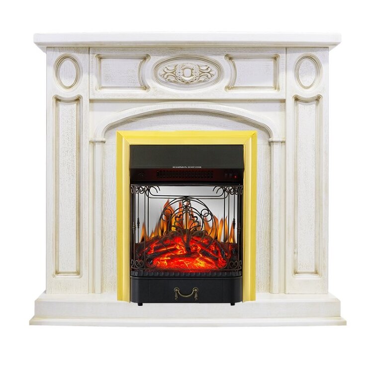 Электрокамин Royal Flame Florence - Слоновая кость с патиной с очагом Majestic FX M Brass