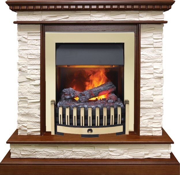 Электрокамин Dimplex Calgary - Дуб / Сланец белый с очагом Danville Brass FB2