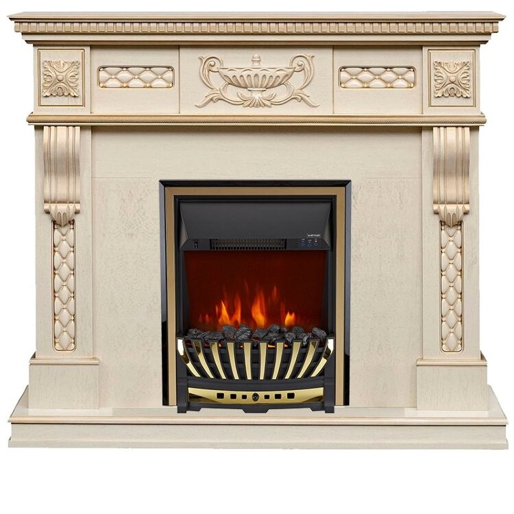 Электрокамин Royal Flame Corsica - Слоновая кость с патиной с очагом Aspen Gold