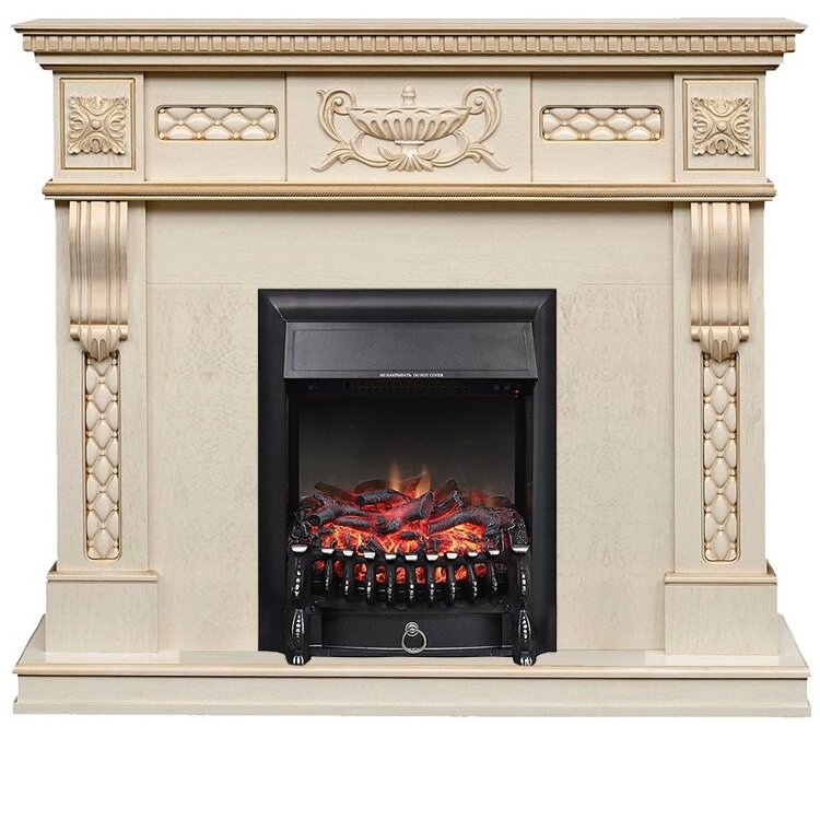 Электрокамин Royal Flame Corsica - Слоновая кость с патиной с очагом Fobos FX Black