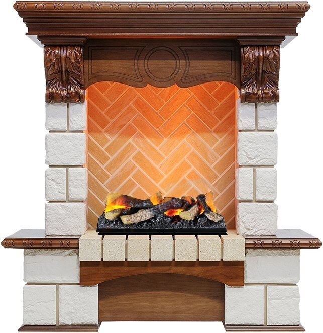 Электрокамин Dimplex Pierre Luxe - Дуб / Шампань h=975мм с очагом Cassette 400 LNH-INT (с дровами)