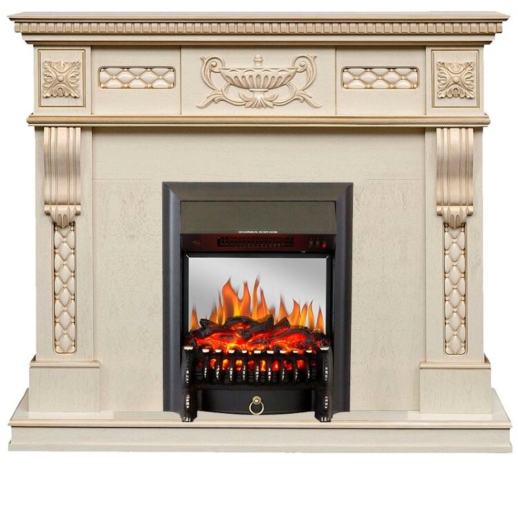 Электрокамин Royal Flame Corsica - Слоновая кость с патиной с очагом Fobos FX M Black