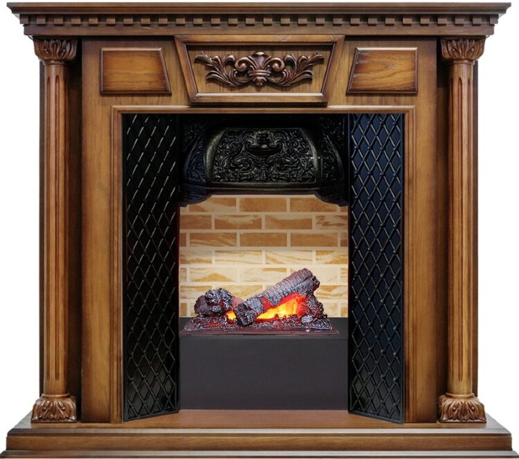 Электрокамин Dimplex Olympia - Дуб антик / Кирпич с очагом Cassette 400 NH