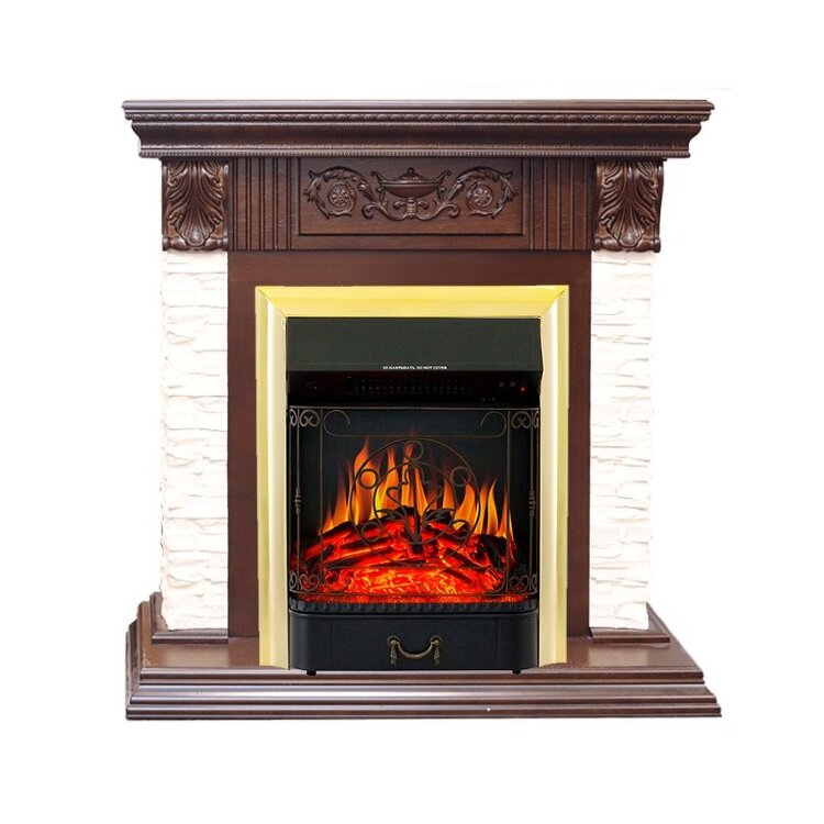 Электрокамин Royal Flame Luxemburg (каменный) - Сланец/Темный дуб с очагом Majestic FX Brass