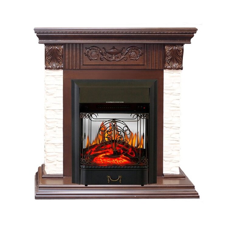 Электрокамин Royal Flame Luxemburg (каменный) - Сланец/Темный дуб с очагом Majestic FX M Black