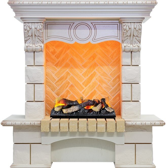 Электрокамин Dimplex Pierre Luxe - Слоновая кость / Шампань h=975 мм с Cassette 400 LNH-INT дрова