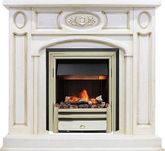 Электрокамин Dimplex Florence - Слоновая кость с патиной с очагом Cavendish