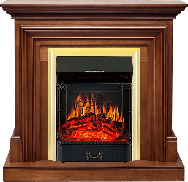 Электрокамин Royal Flame Bradford - Орех с очагом Majestic FX Brass