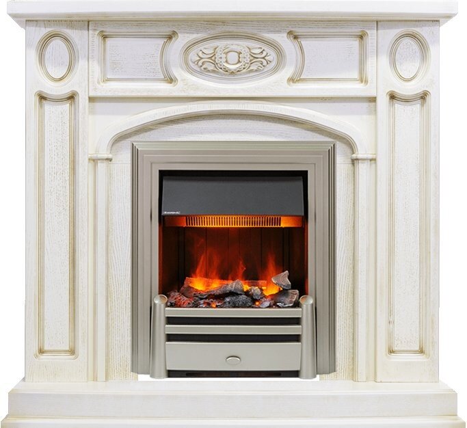 Электрокамин Dimplex Florence - Слоновая кость с патиной с очагом Chesford