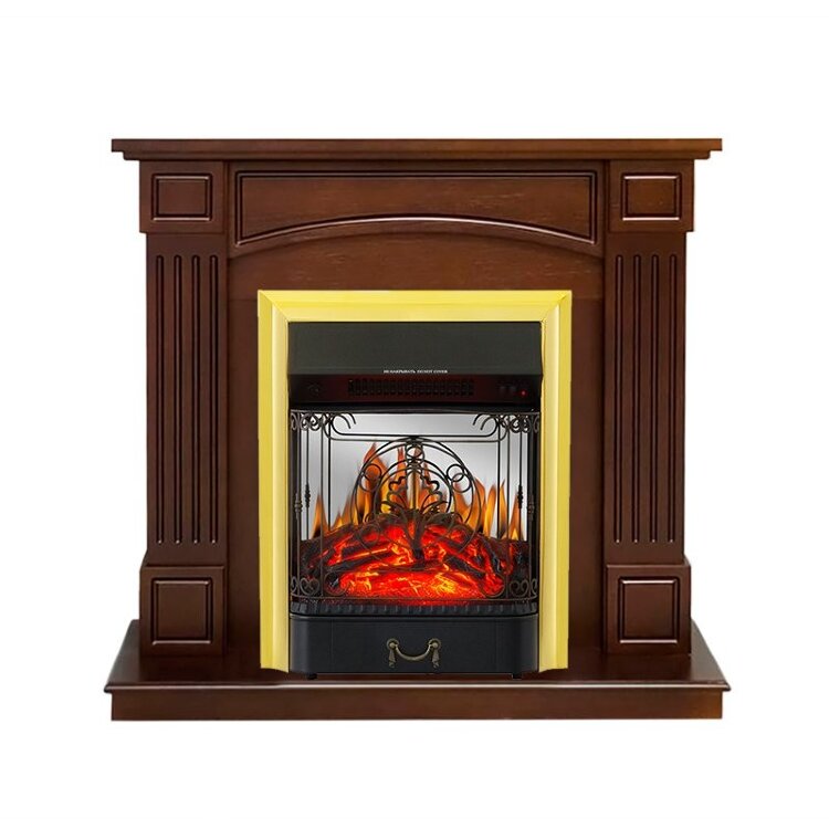 Электрокамин Royal Flame Boston - Темный дуб (Высота 925см) с очагом Majestic FX M Brass
