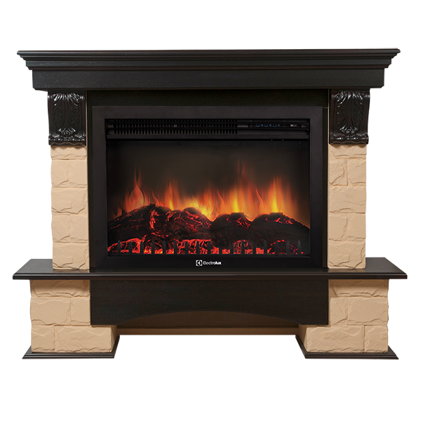 Портал Firelight Forte 30 U камень бежевый, темный дуб