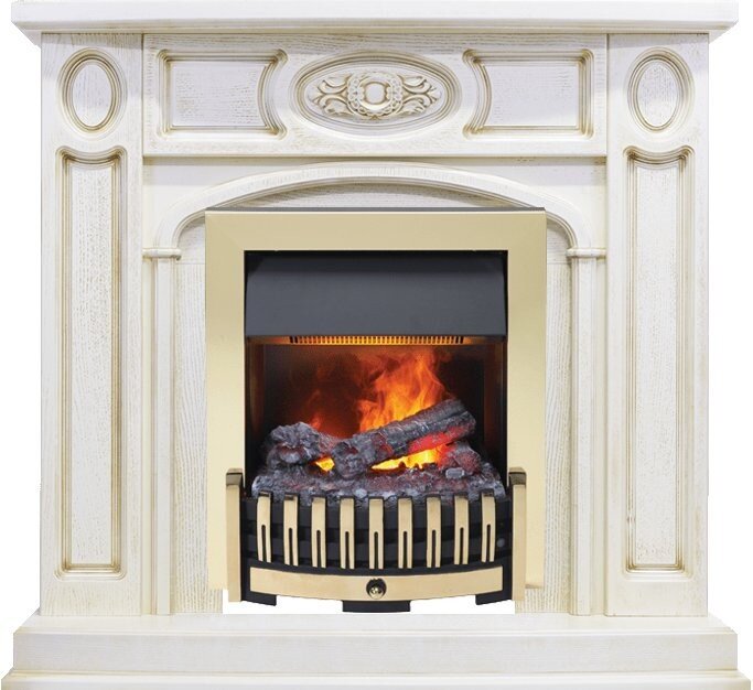 Электрокамин Dimplex Florence - Слоновая кость с патиной с очагом Danville Brass FB2
